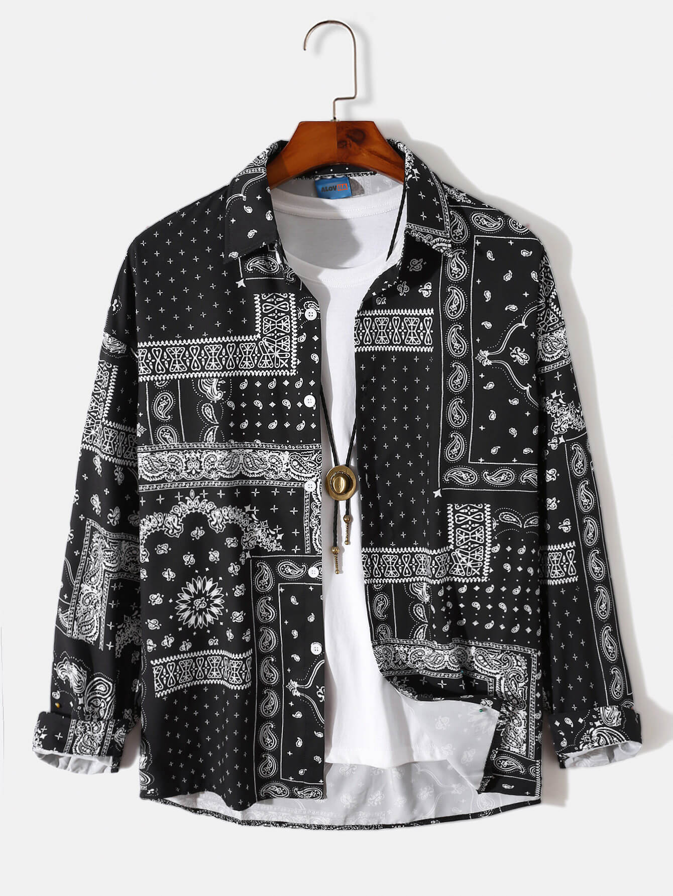 Ethnic Irregular Paisley Print Long Sleeve Shirt