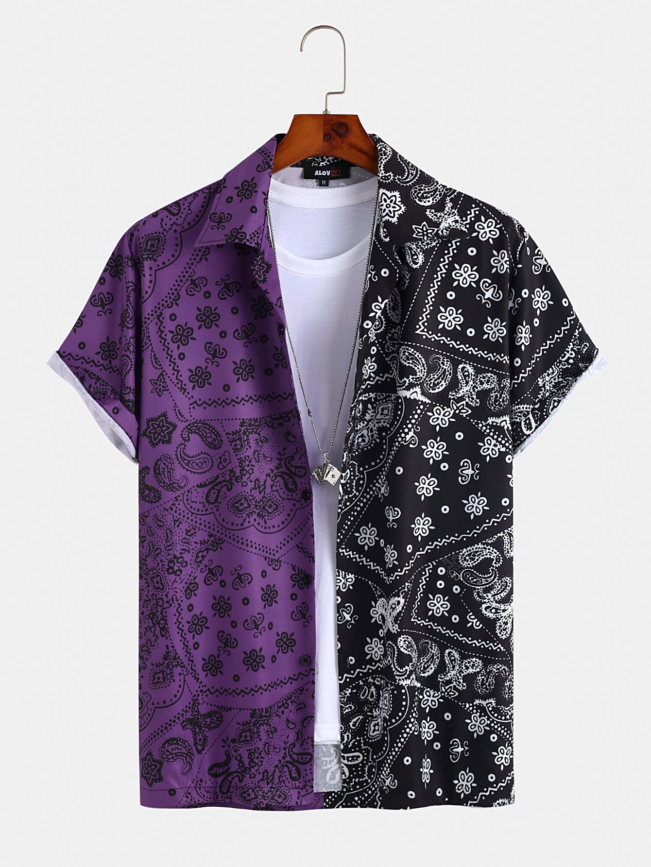 Ethnic Panel Paisley Lapel Shirt