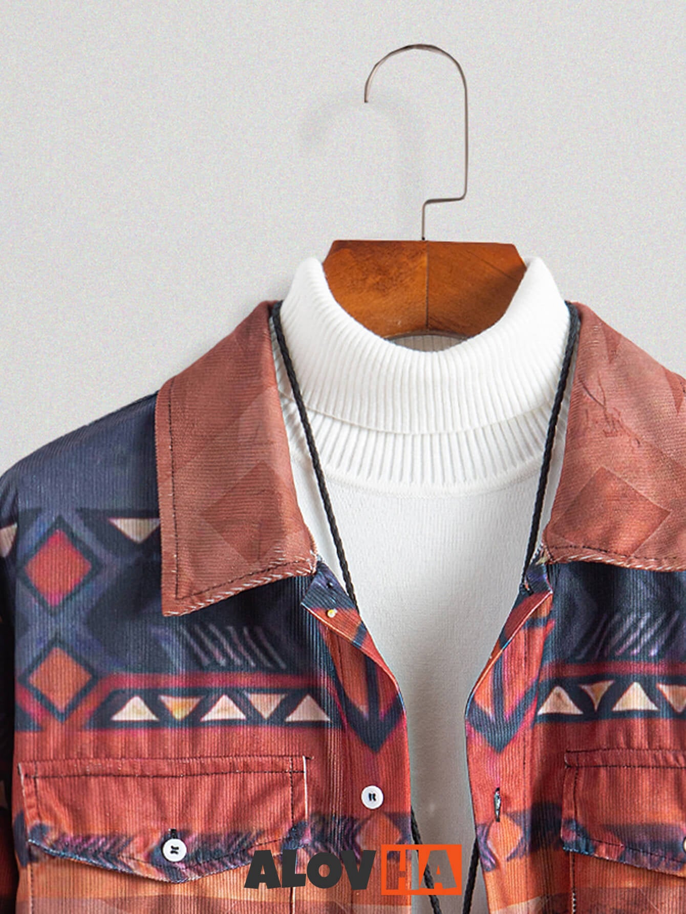 Ethnic Retro Tribal Pattern Men's Aztec Corduroy Shirt