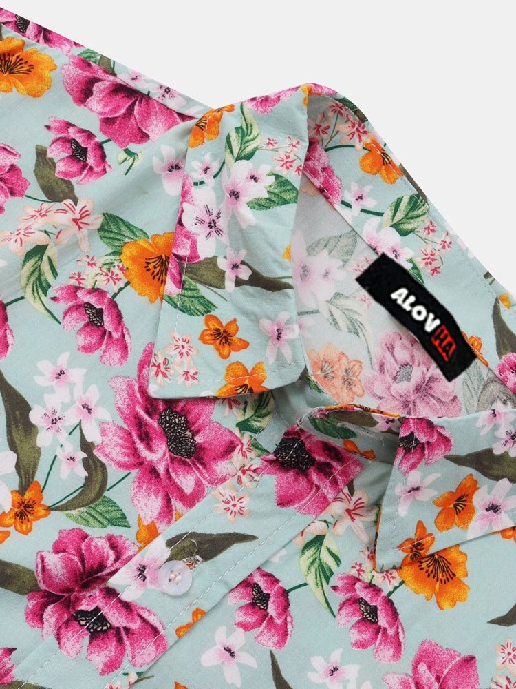 Men's Hawaiian Shirt Floral Print Button-Up Shirt