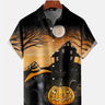 Halloween Cat Haunted House Print Holiday Party Shirt