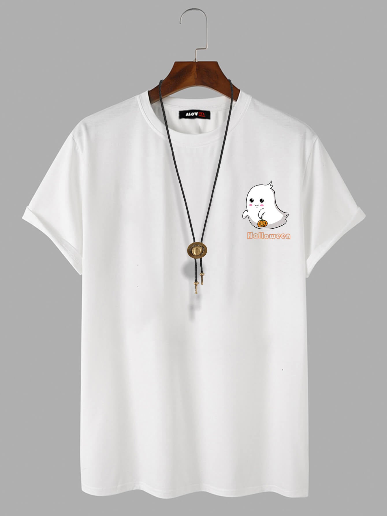 Halloween Cute Floating Little Ghost Pumpkin Pattern Cotton T-Shirt