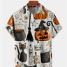 Halloween Cat And Pumpkin Doodle Shirt