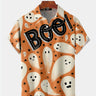 Halloween Ghost Print Button-Down Shirt