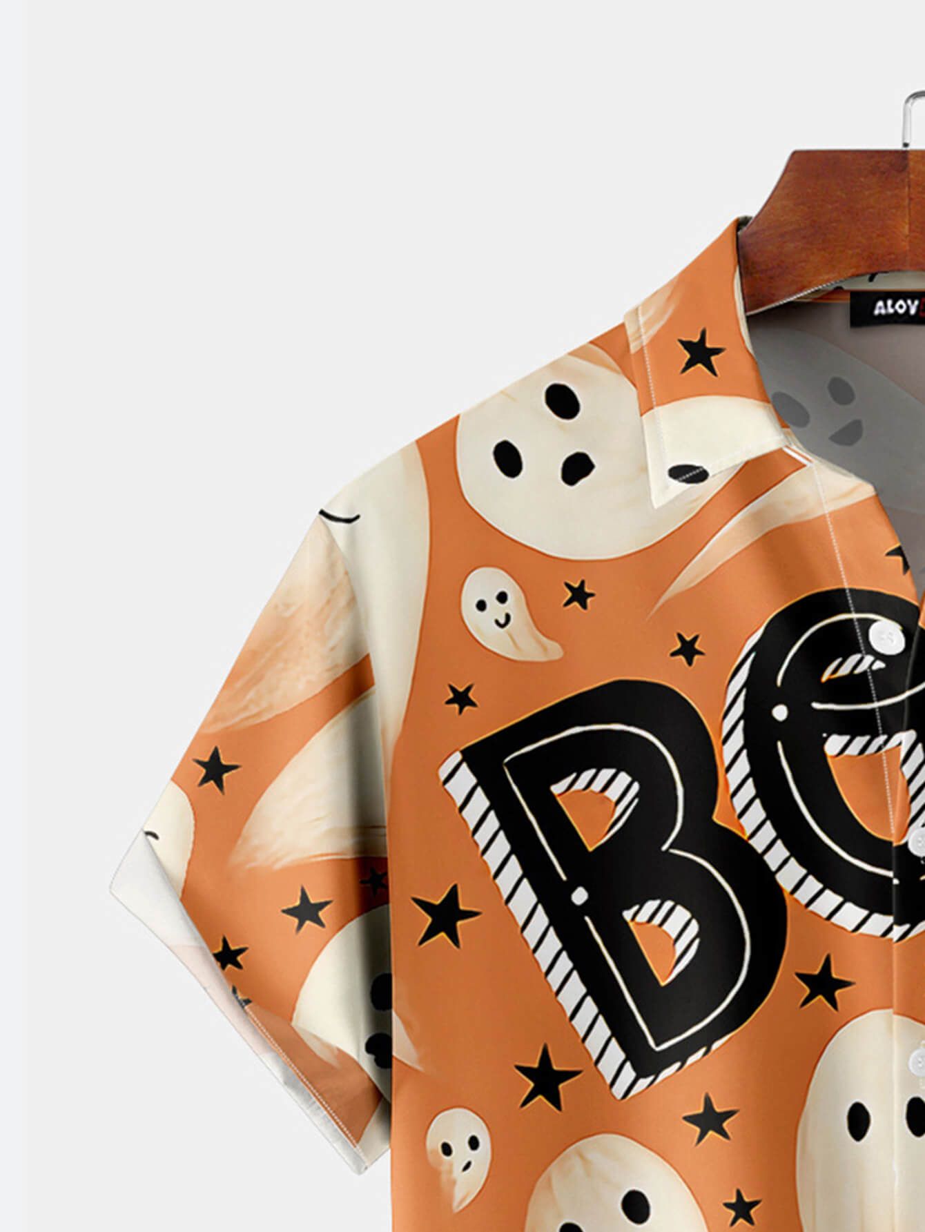 Halloween Ghost Print Button-Down Shirt