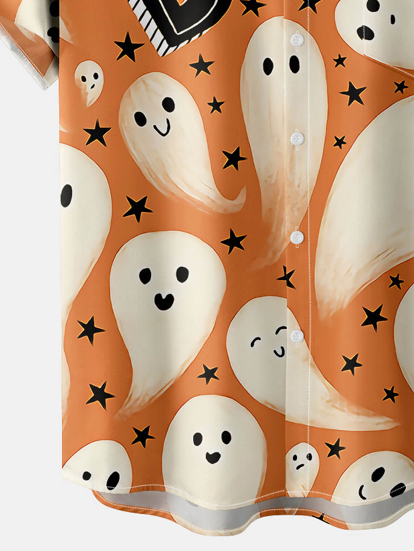 Halloween Ghost Print Button-Down Shirt