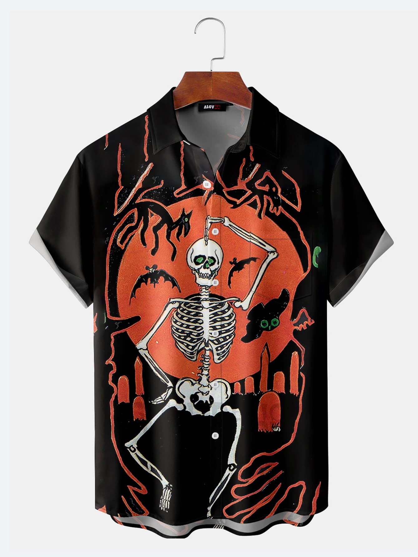 Halloween Graveyard Skull Print Party Shirt