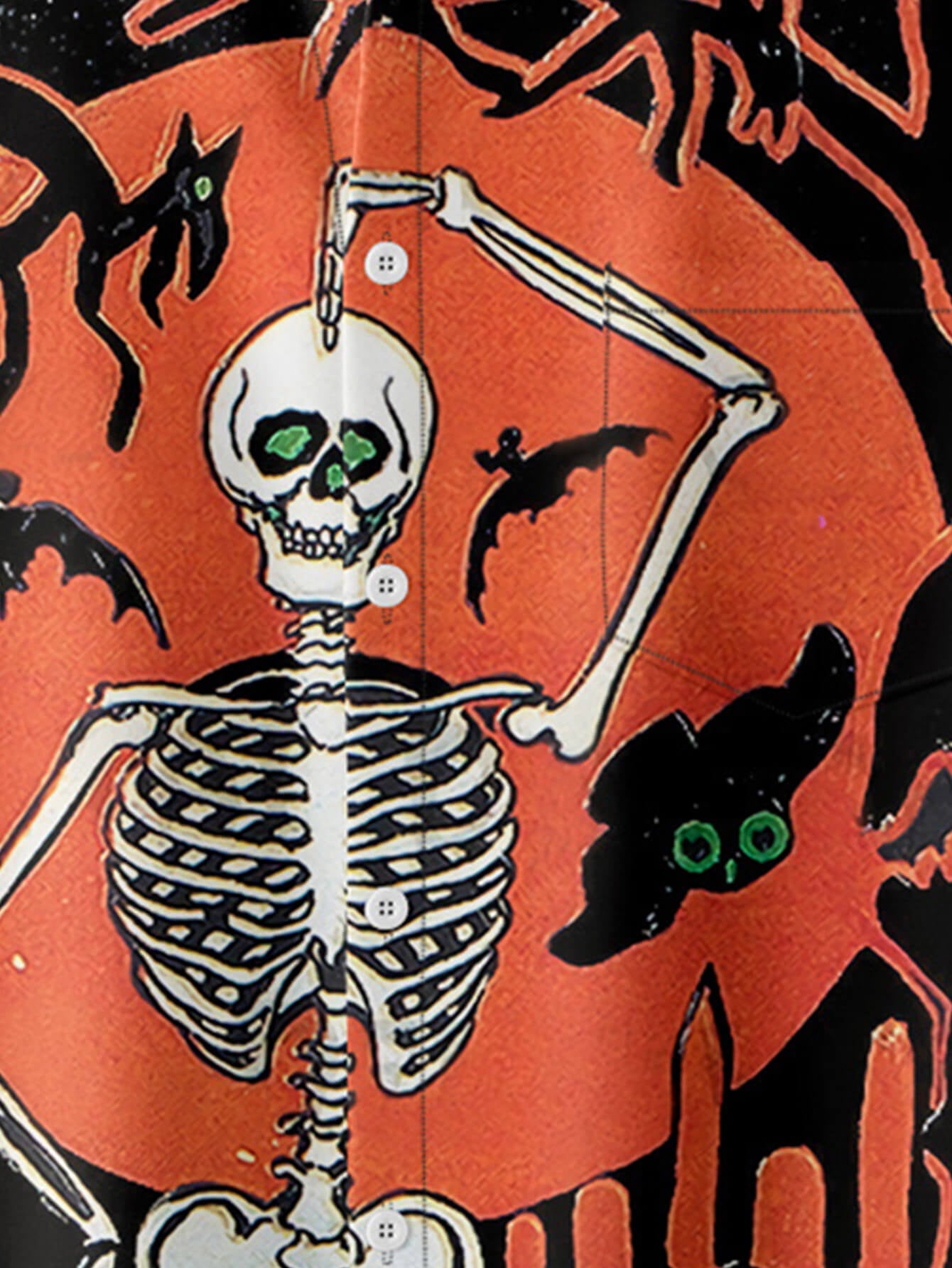 Halloween Graveyard Skull Print Party Shirt