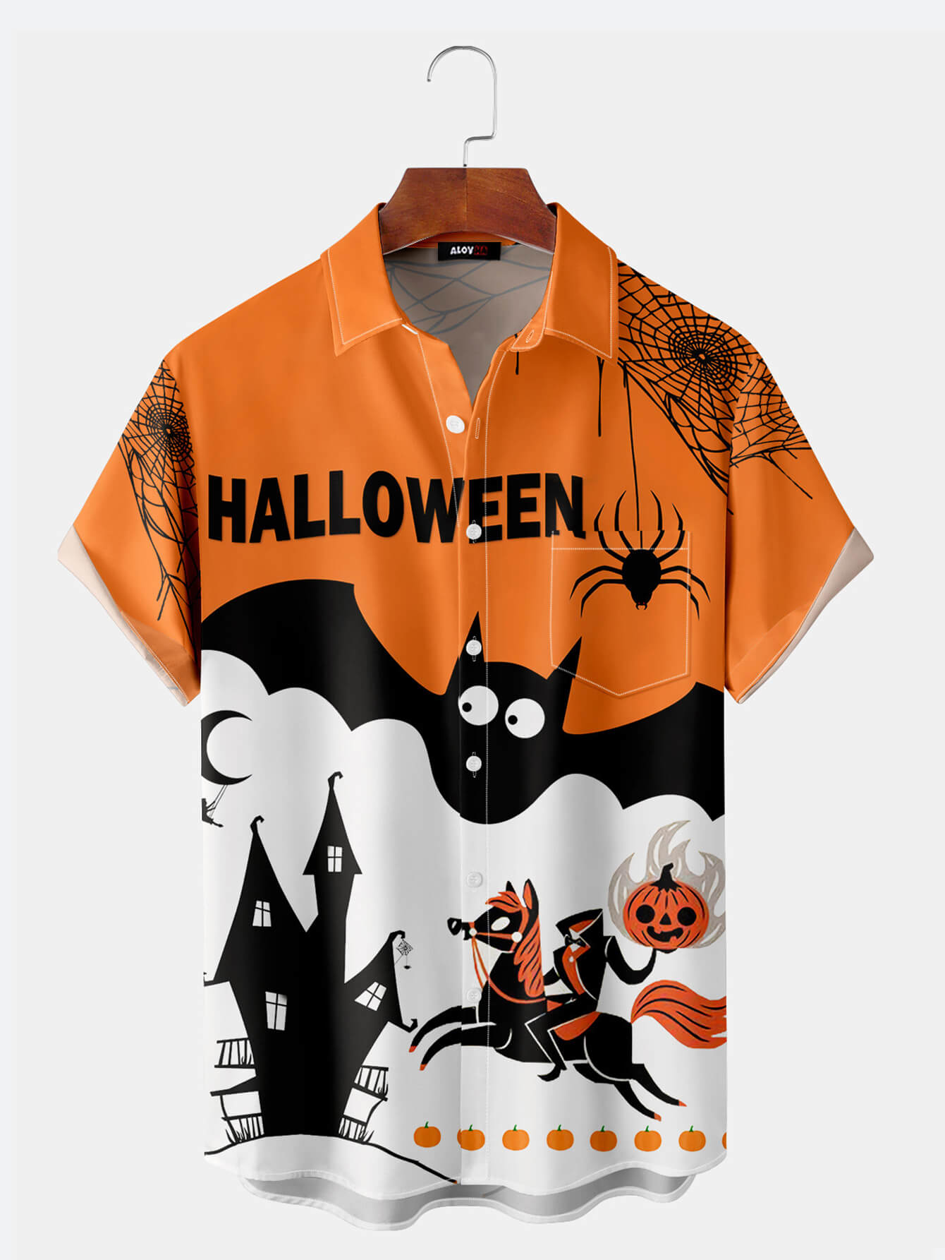 Halloween Headless Horseman Pumpkin Print Shirt