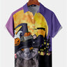 Halloween Magic Hat Cat Button Shirt