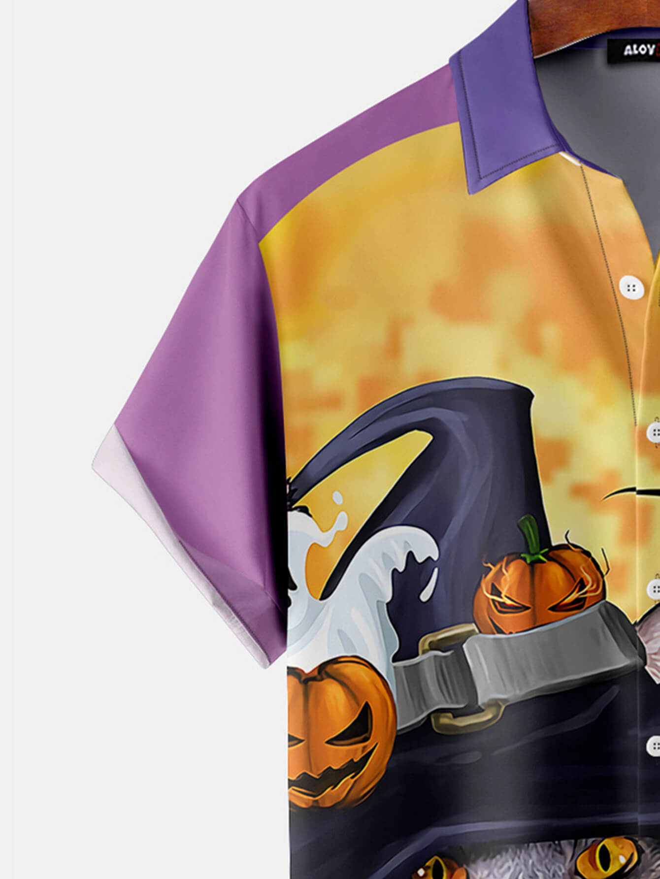 Halloween Magic Hat Cat Button Shirt