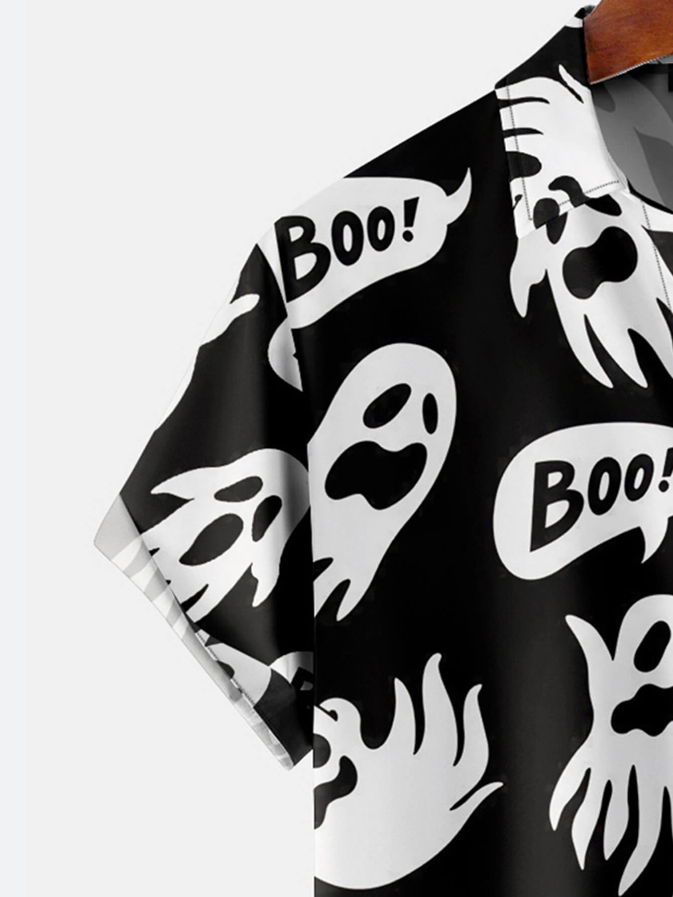 Halloween Party Short Sleeve Boo! Frightened Ghost Print Shirt