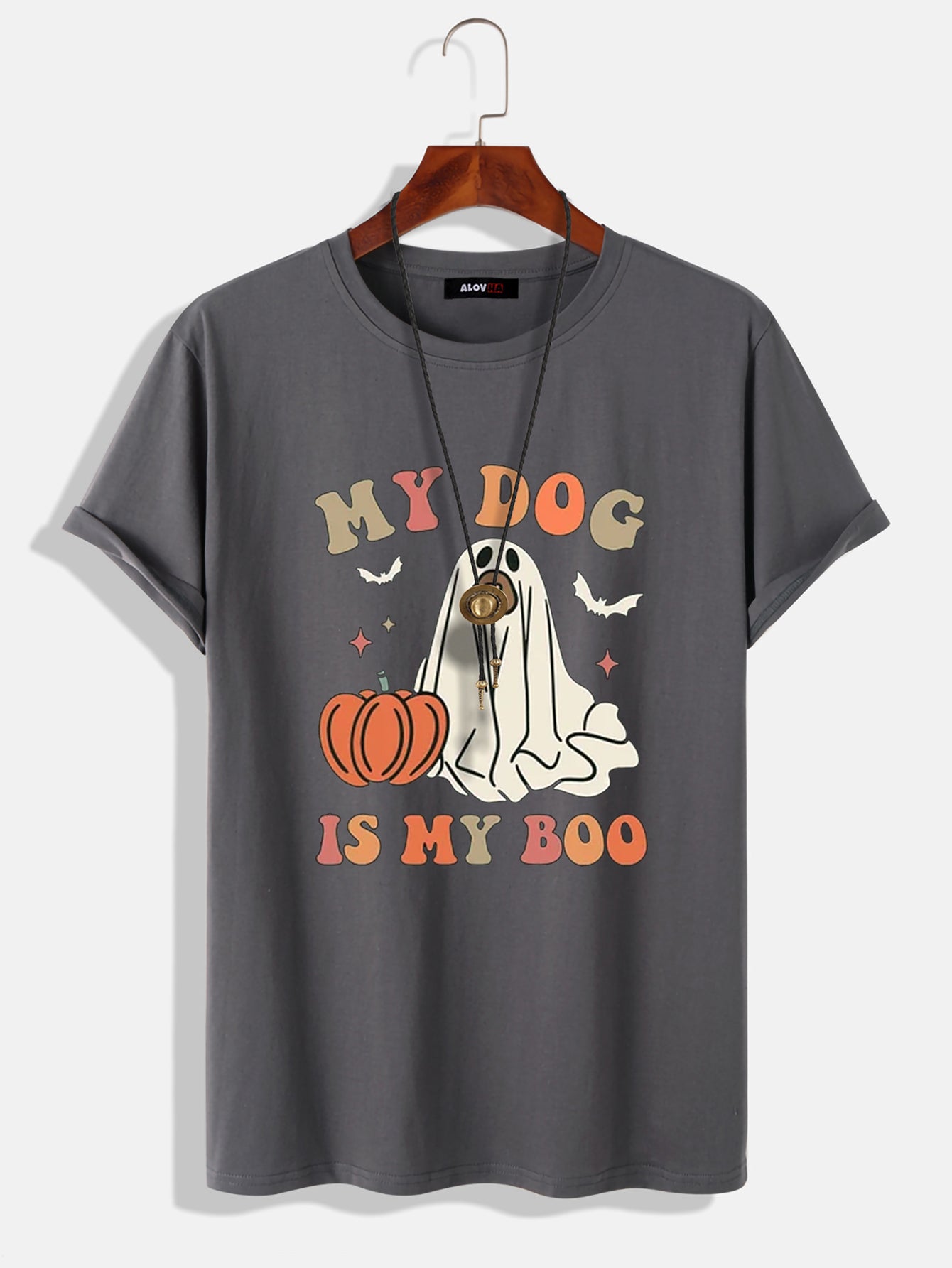 Halloween Party Spooky Lettering Cotton T-Shirt