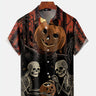 Halloween Pumpkin Face Skull Print Shirt