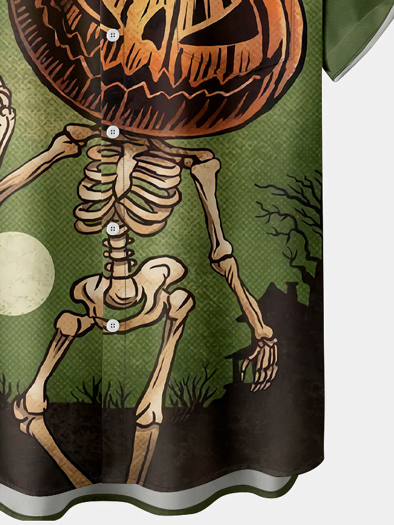 Halloween Pumpkin Head Skeleton Print Shirt