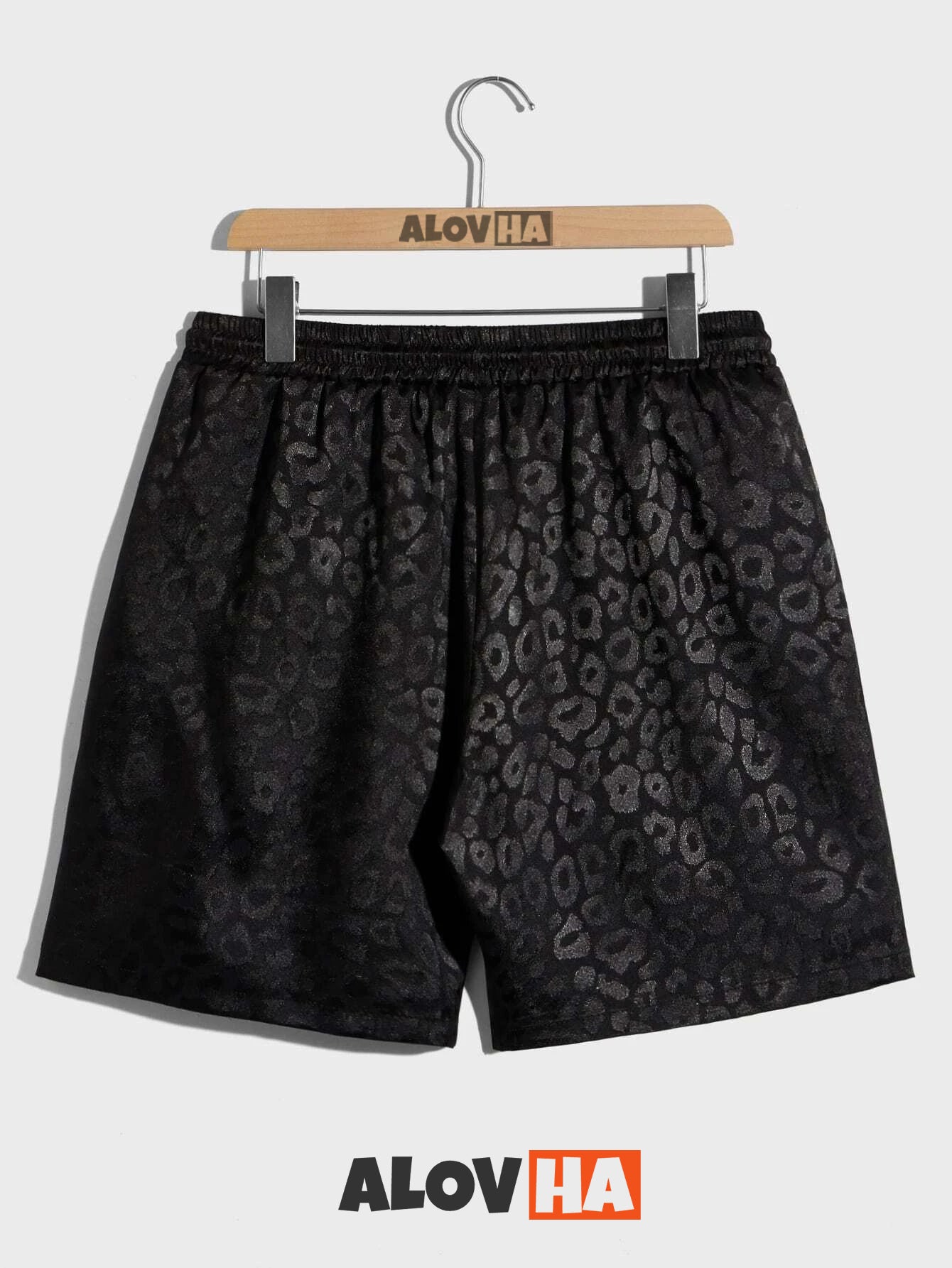 Hawaiian Black Leopard Print Shorts