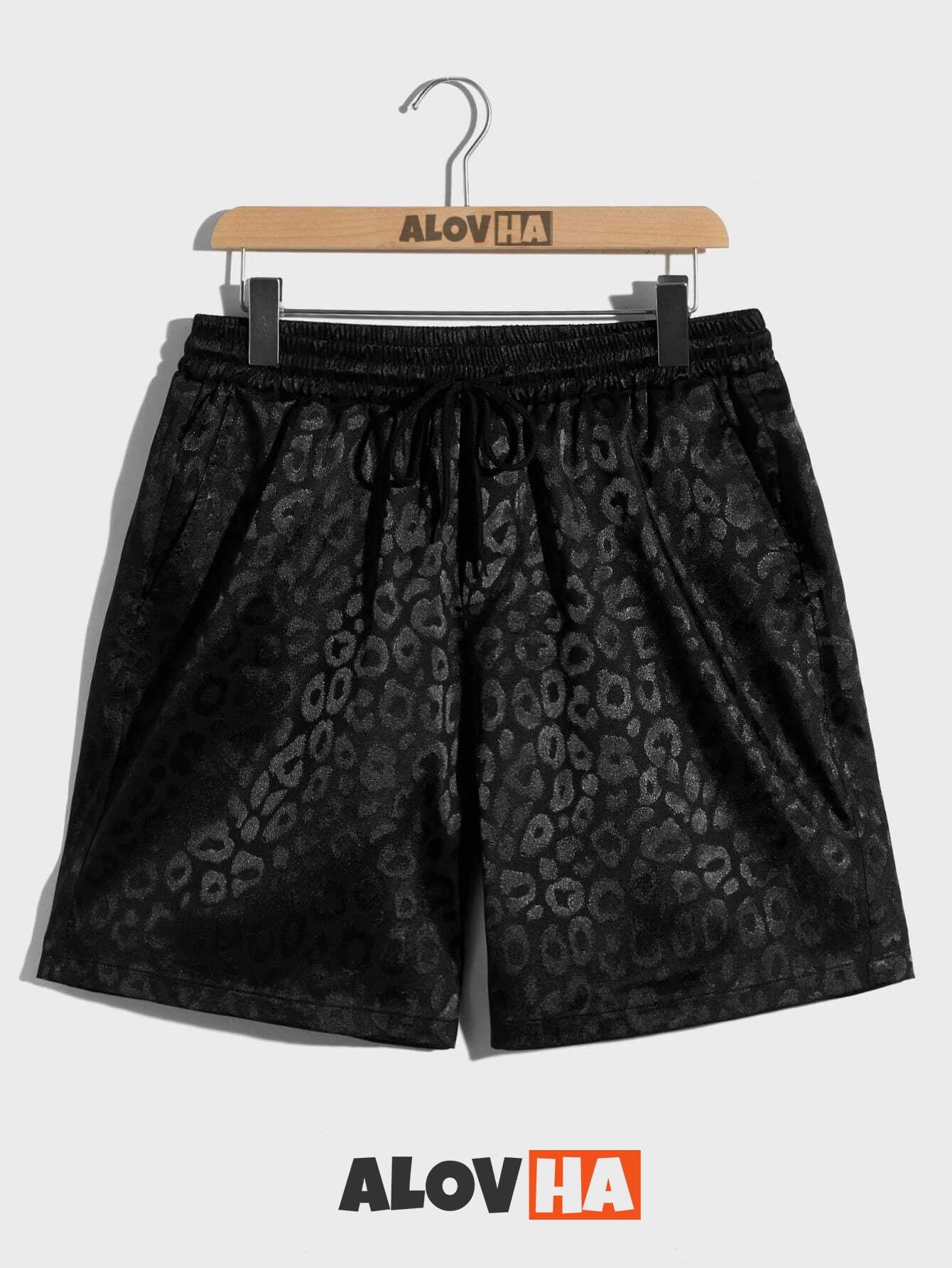 Hawaiian Black Leopard Print Shorts