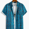 Hawaiian Blue Shirt Wild Leopard Short Sleeve Button-Up Shirt