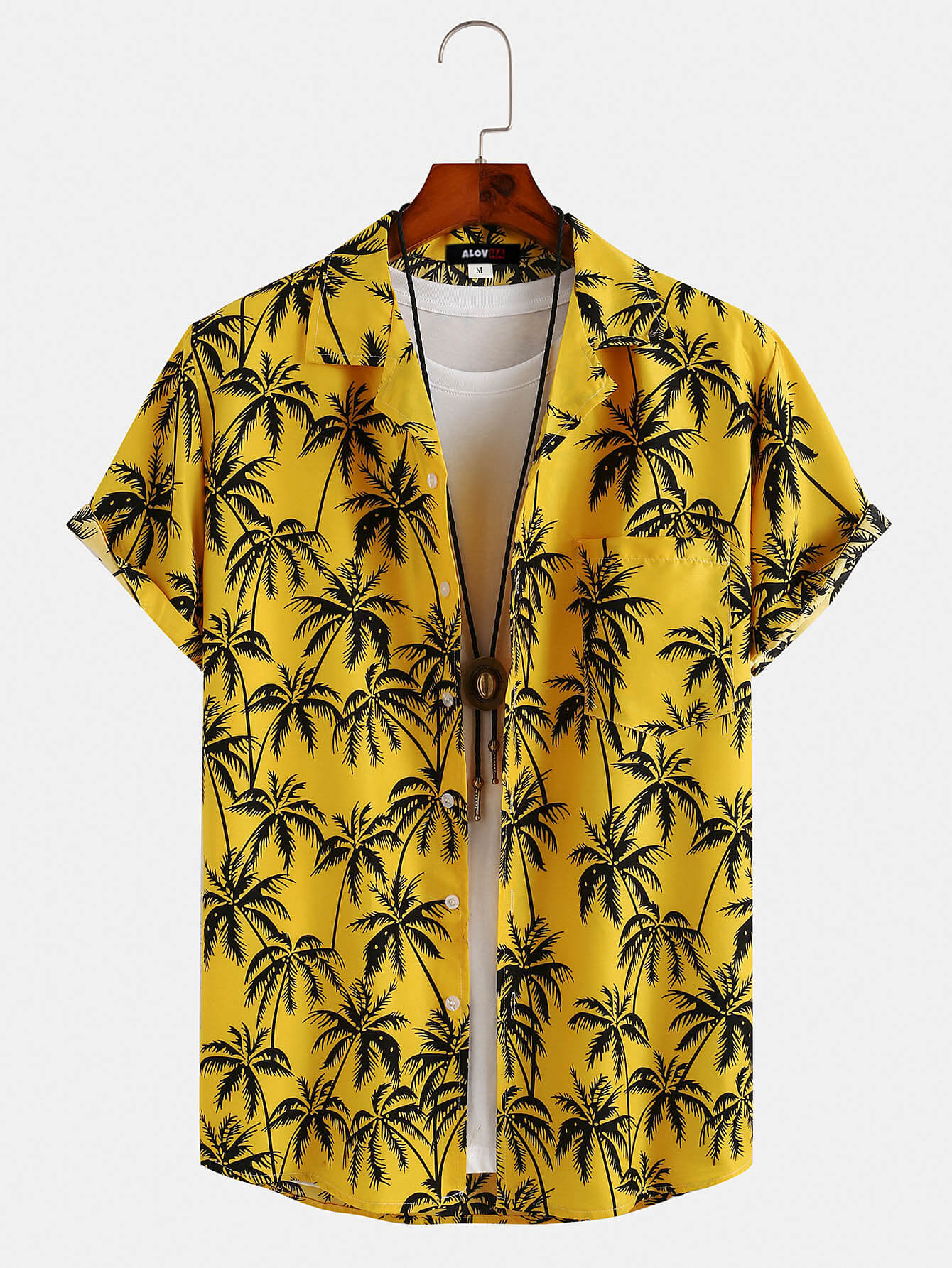 Hawaiian Coconut Tree Pattern Lapel Shirt