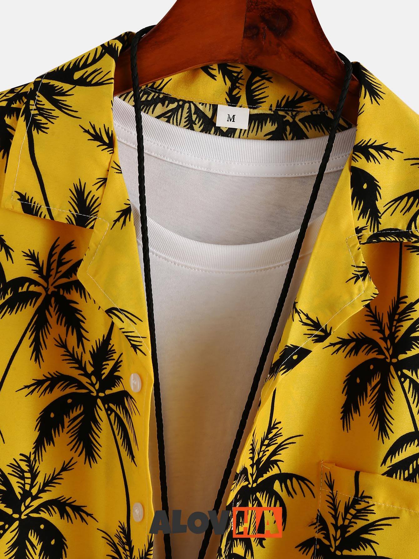 Hawaiian Coconut Tree Pattern Lapel Shirt