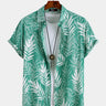 Hawaiian Leaf Print Lapel Collar Shirt