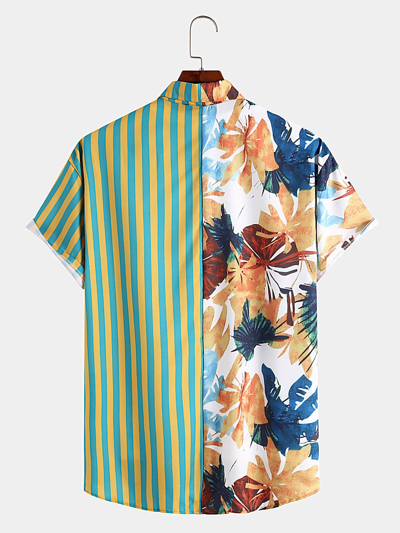 Hawaiian Leaf Stripe Panel Shirt