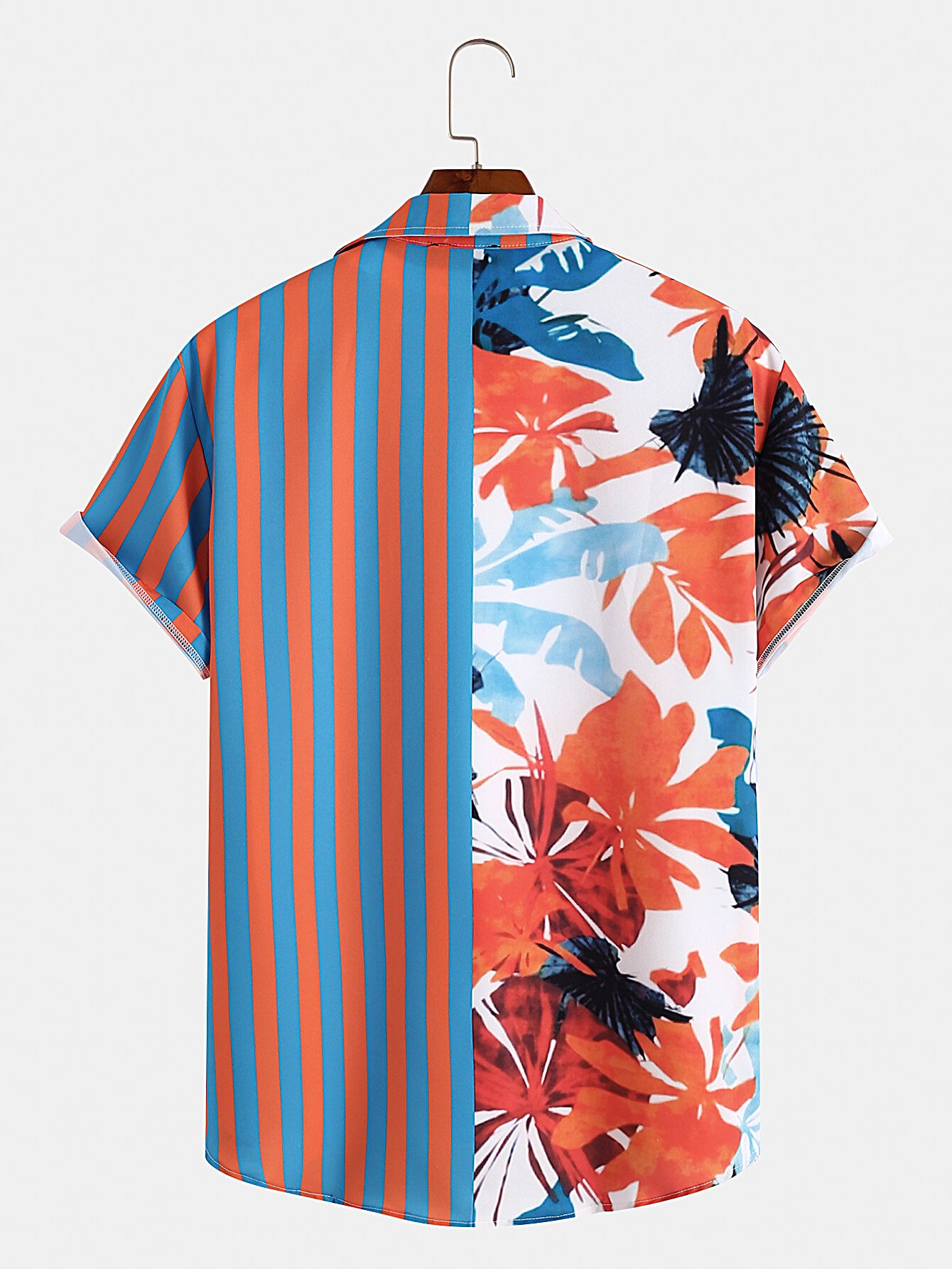 Hawaiian Leaf Stripe Panel Shirt