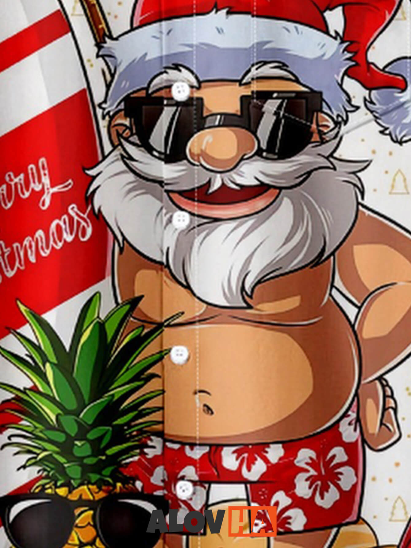 Hawaiian Santa Claus Beach Print Design Shirt