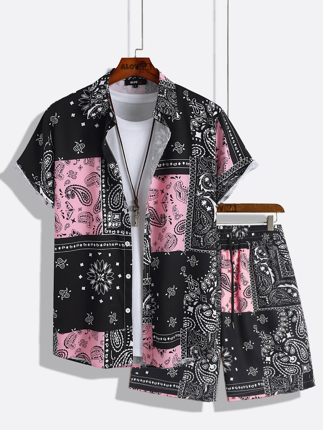 Hawaiian Shirt Paisley Casual Two-Piece Set