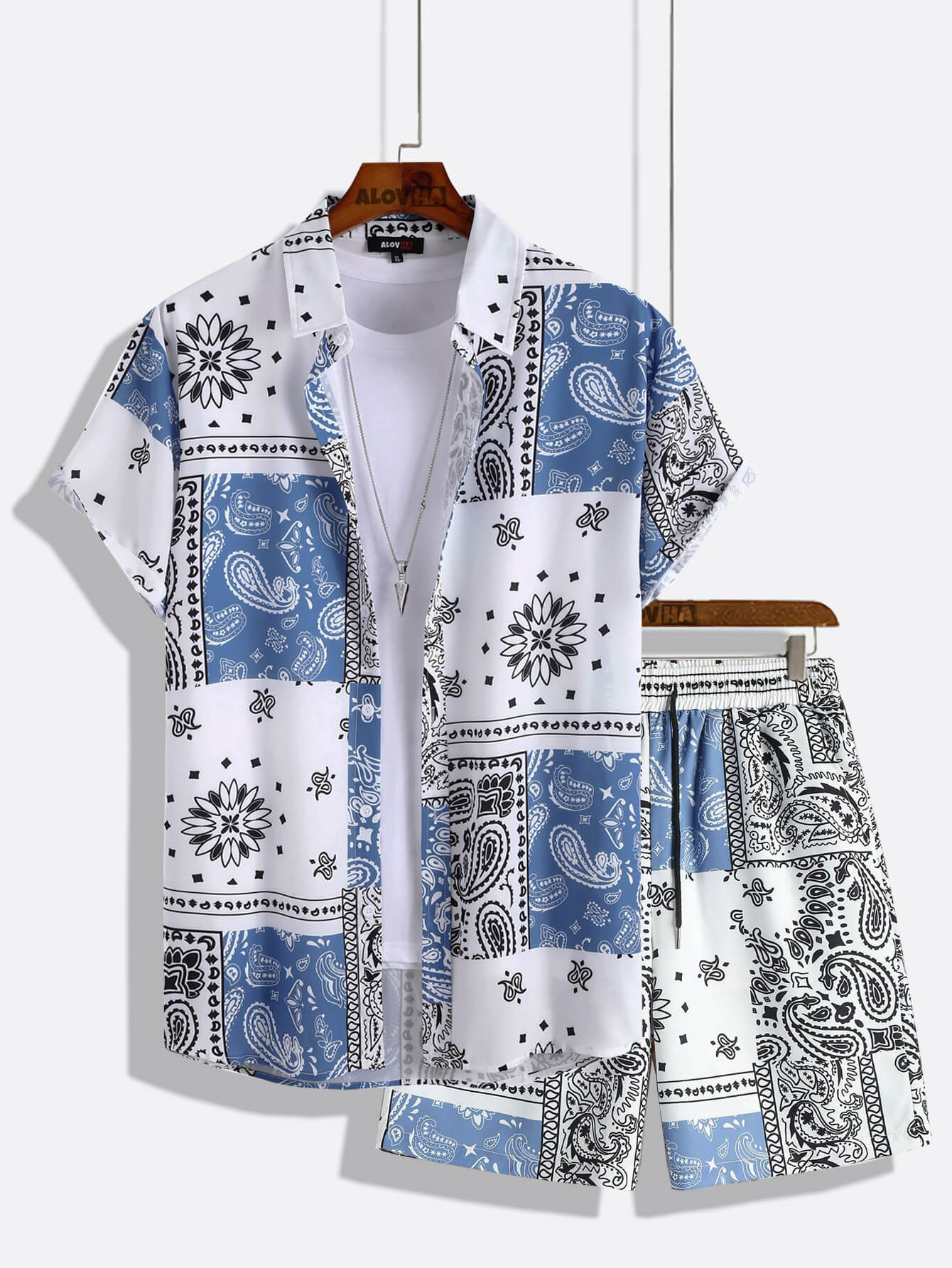 Hawaiian Shirt Paisley Casual Two-Piece Set