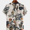 Mens Floral & Plant Pullover Hawaiian Vacation Henley