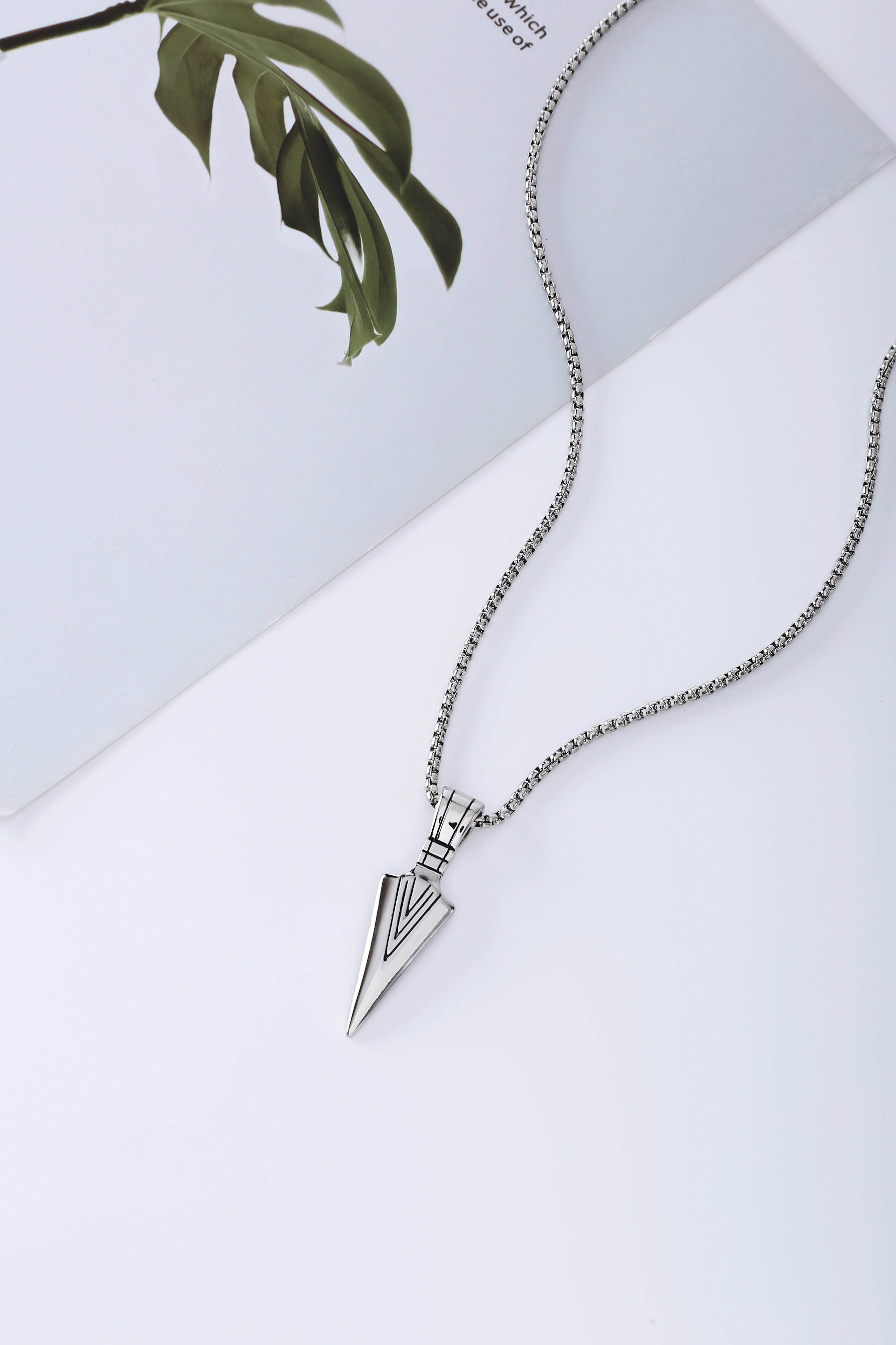 Mens Arrow Symbol Stainless Steel Necklace