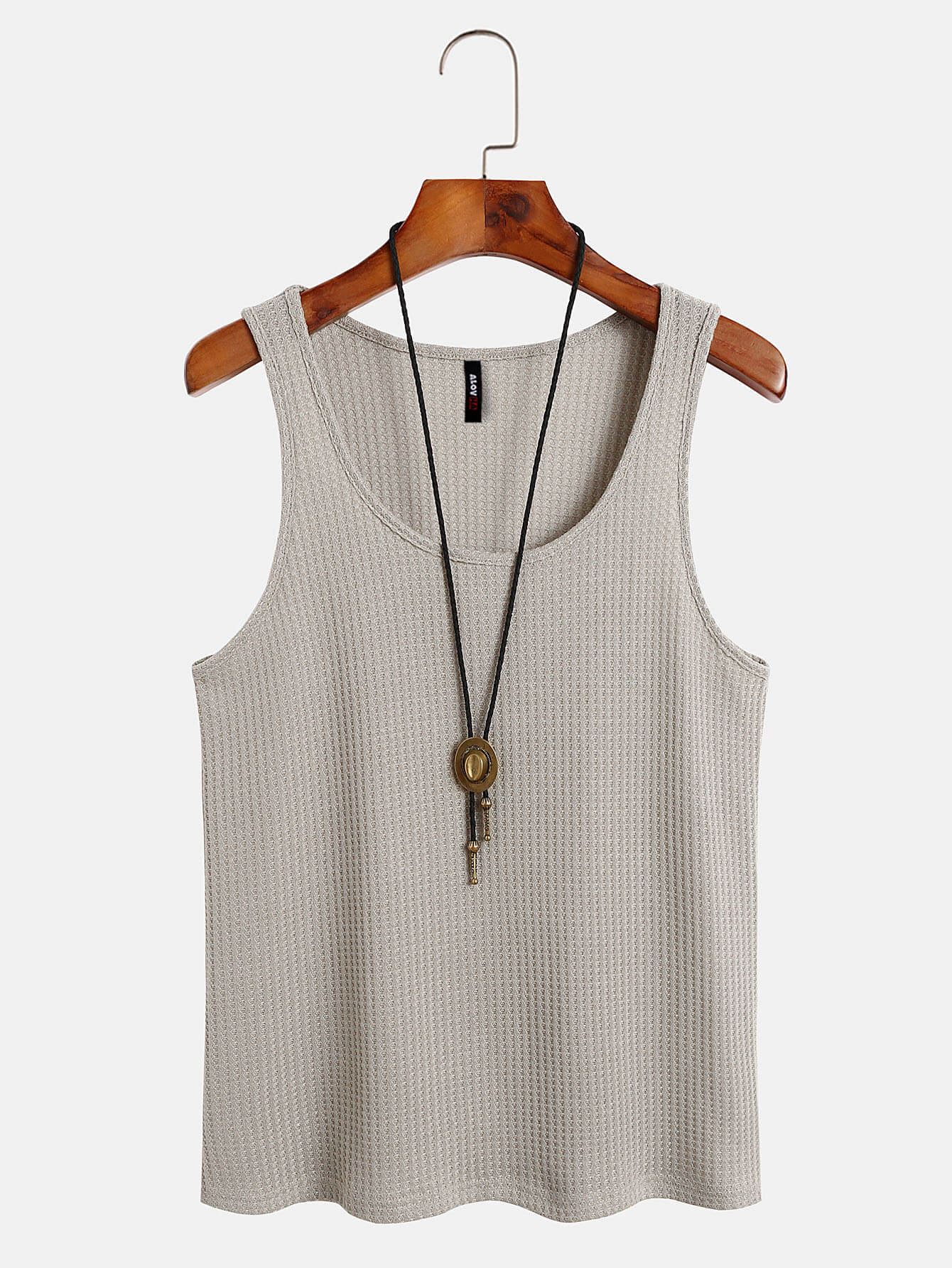 Mens Ribbed Knit Textured Plain Color Tank Top