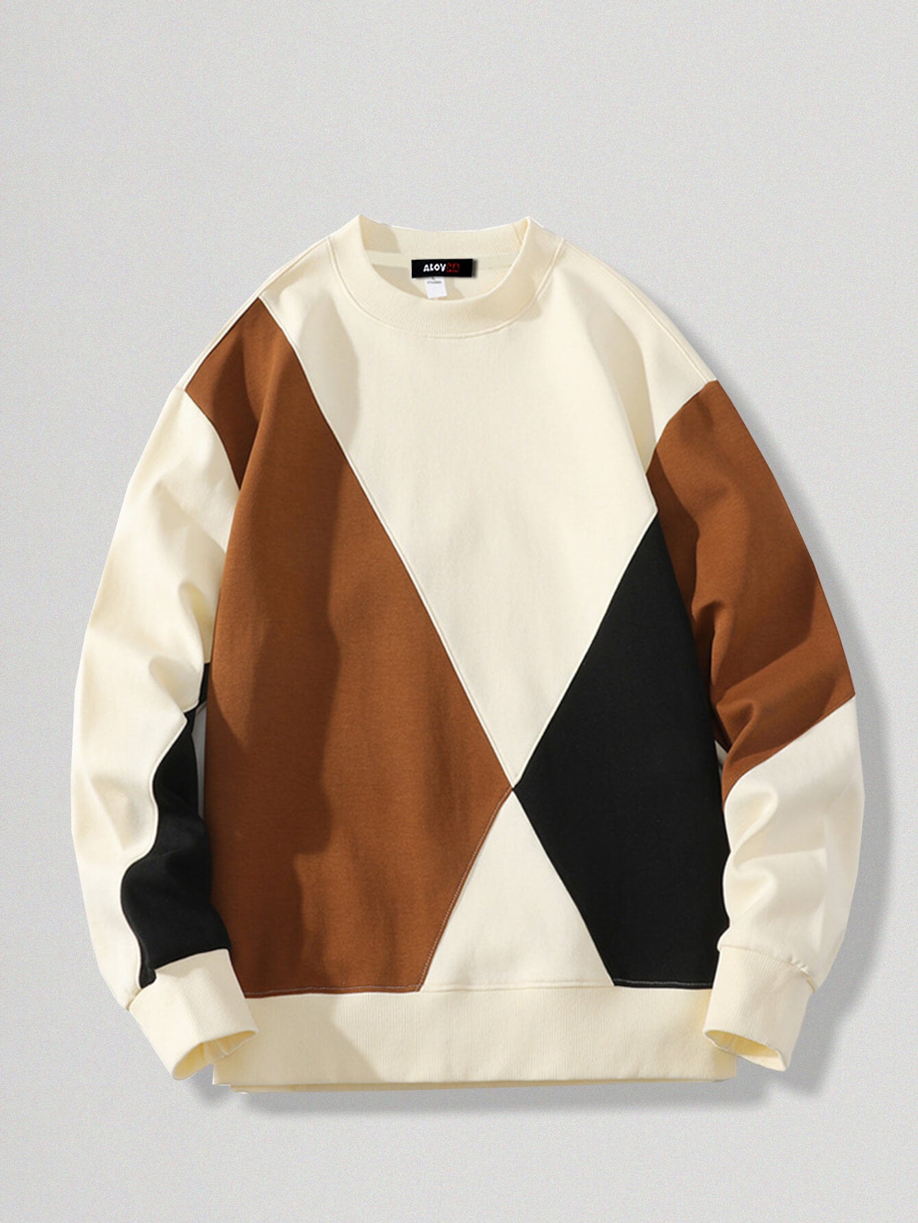 Men's Casual Round Neck Color Block Long Sleeve Sweatshirt