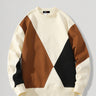 Men's Casual Round Neck Color Block Long Sleeve Sweatshirt