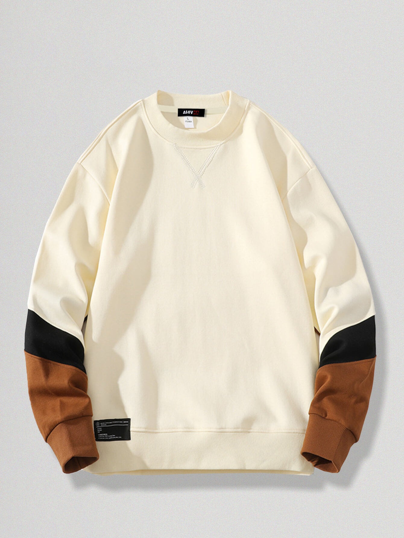 Men's Casual Sleeve Color Block Crew Neck Sweatshirt