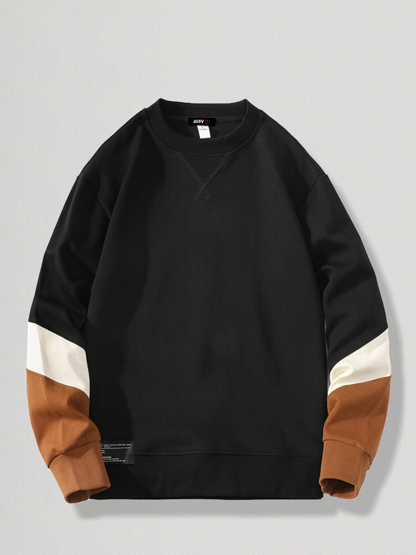 Men's Casual Sleeve Color Block Crew Neck Sweatshirt