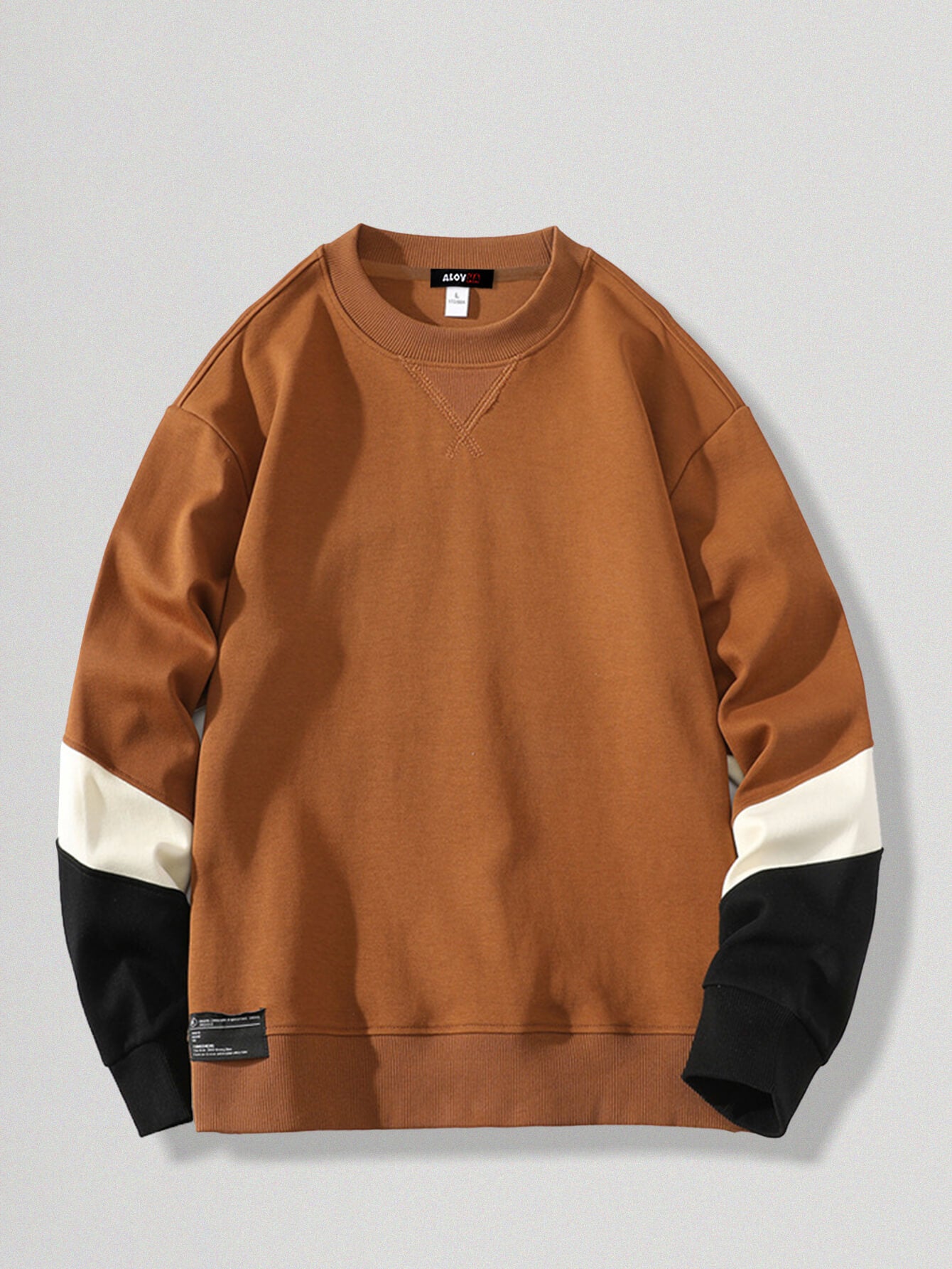 Men's Casual Sleeve Color Block Crew Neck Sweatshirt