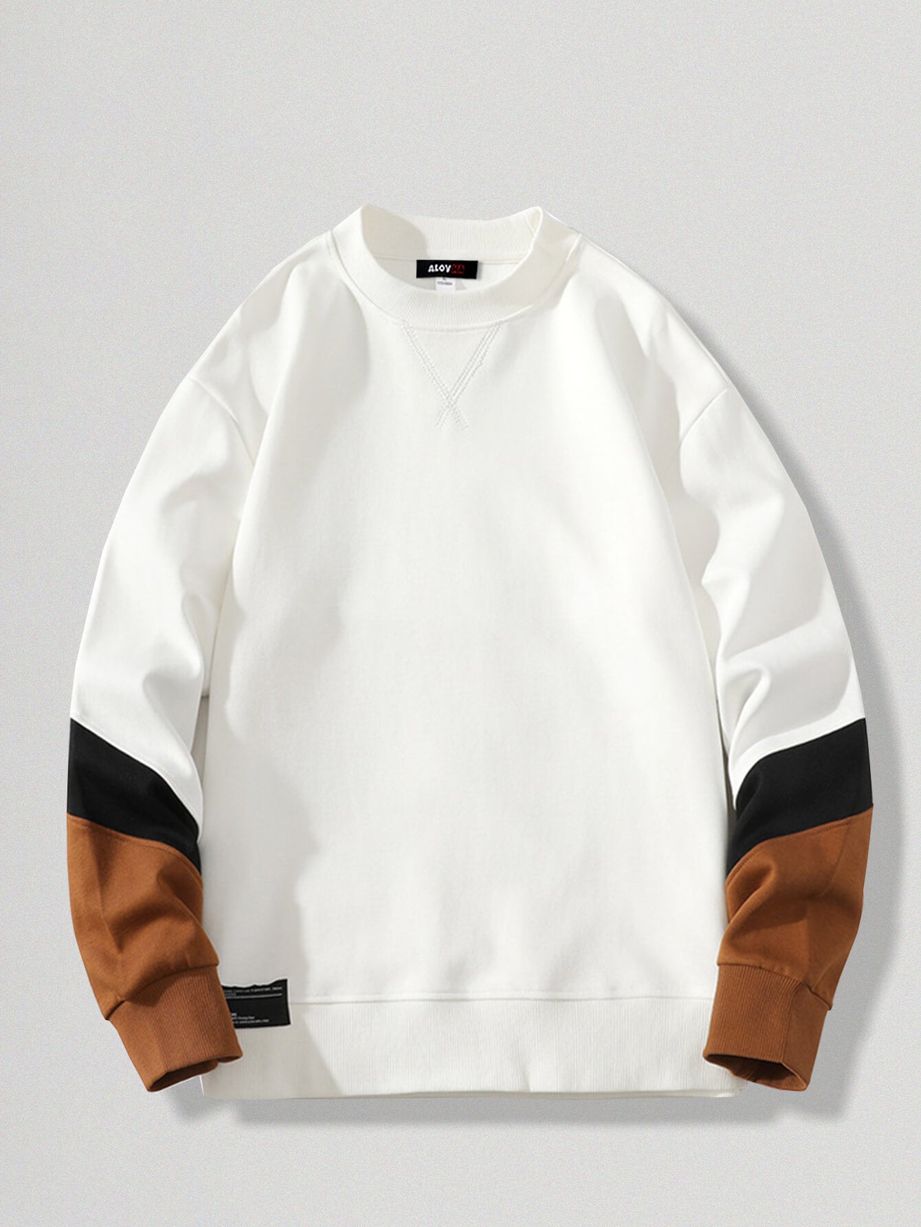 Men's Casual Sleeve Color Block Crew Neck Sweatshirt