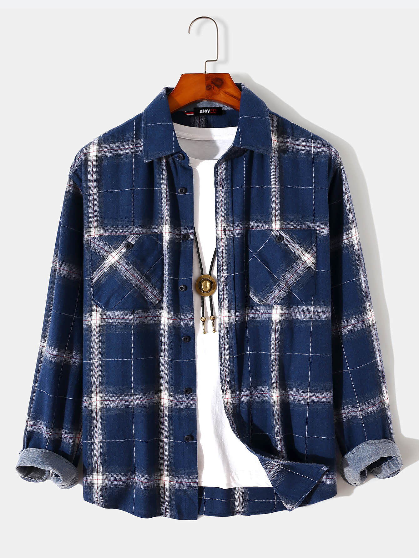 Men's Check Flannel Shirt Casual Flannel Button Long Sleeve Shirt