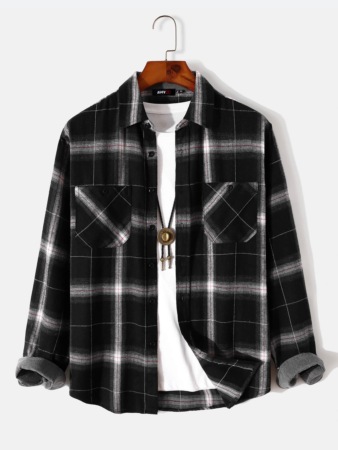 Men's Check Flannel Shirt Casual Flannel Button Long Sleeve Shirt