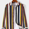 Men's Corduroy Color Stripe Print Long Sleeve Shirt