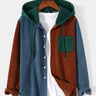 Men's Contrast Patchwork Corduroy Long Sleeve Hoodie