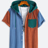 Men's Corduroy Patchwork Short Sleeve Hoodie