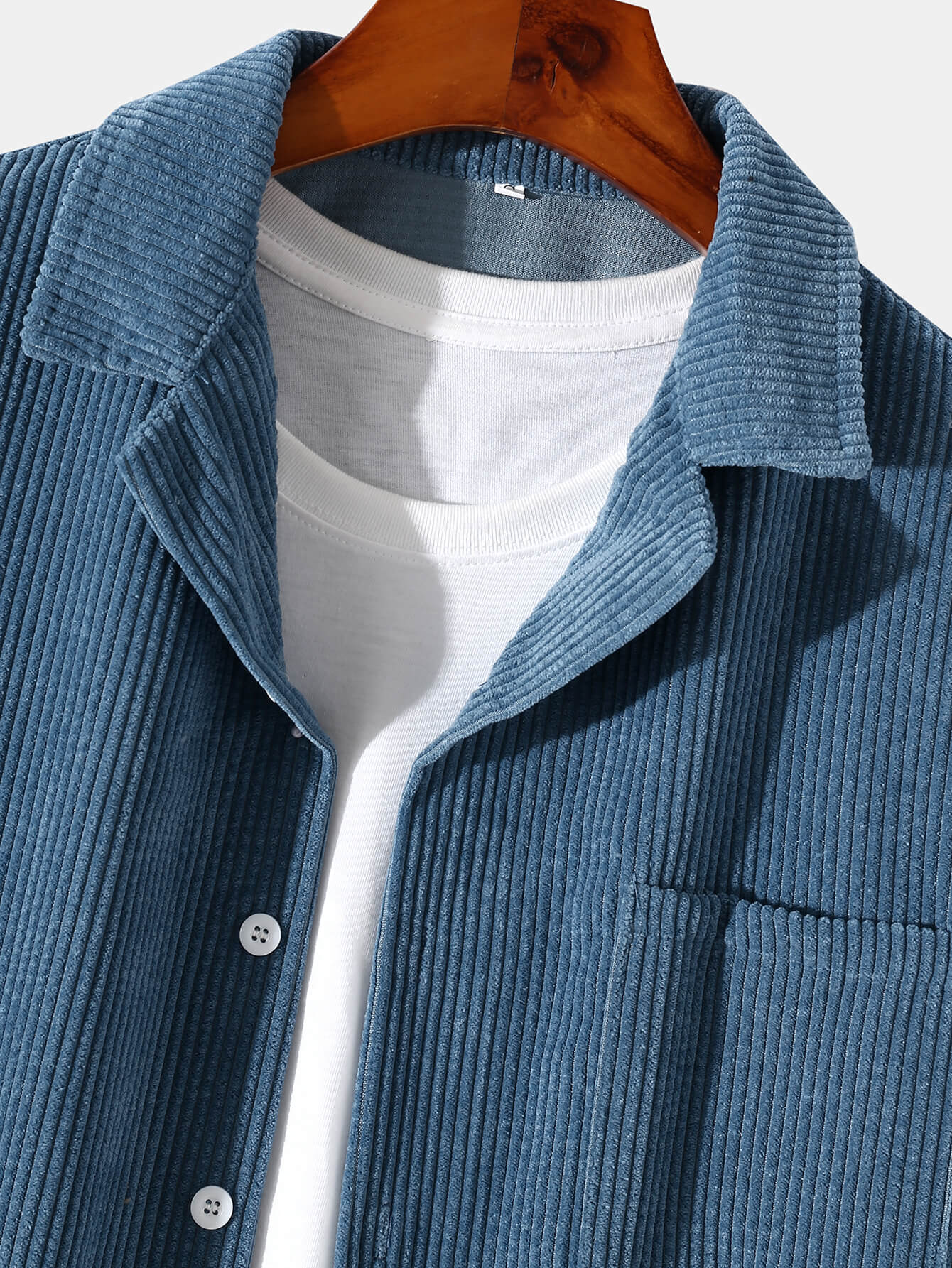 Men's Corduroy Solid Color Casual Long Sleeve Button Up Shirt