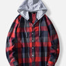 Men's Flannel Plaid Hooded Shirt Casual Long Sleeves