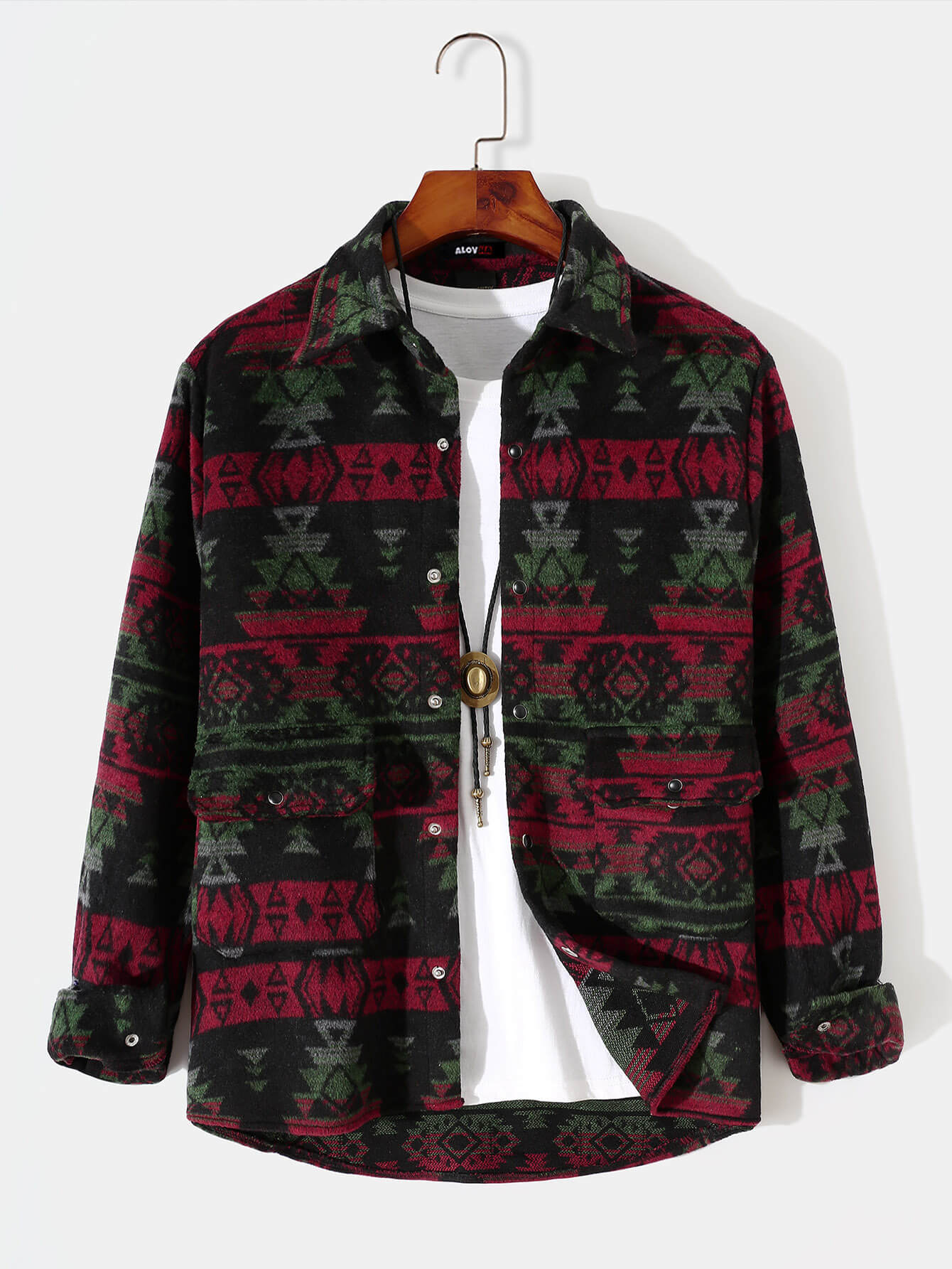 Men's Geometric Lapel Long Sleeve Print Jacket