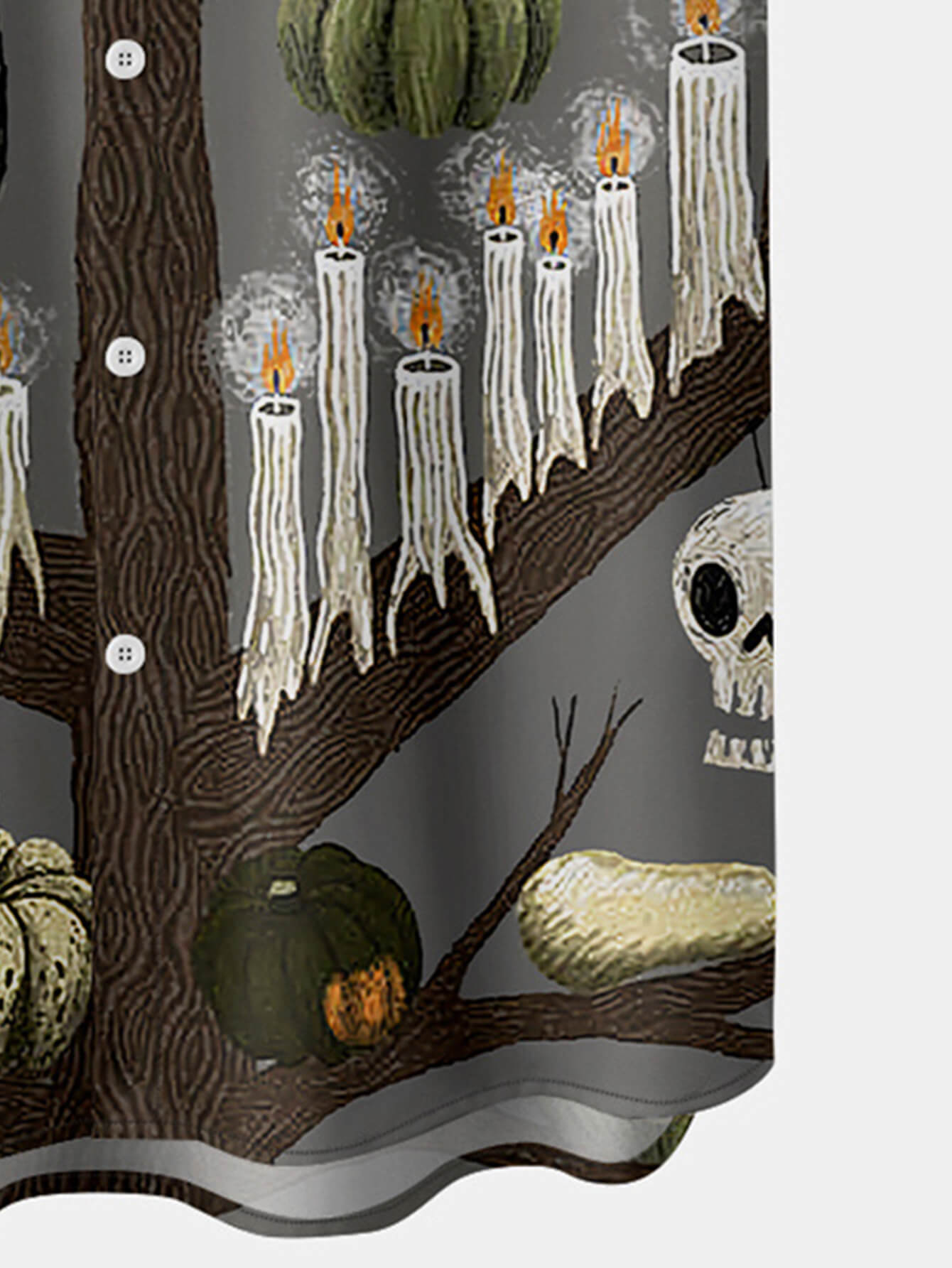 Halloween Elements Candle Pumpkin Button Shirt