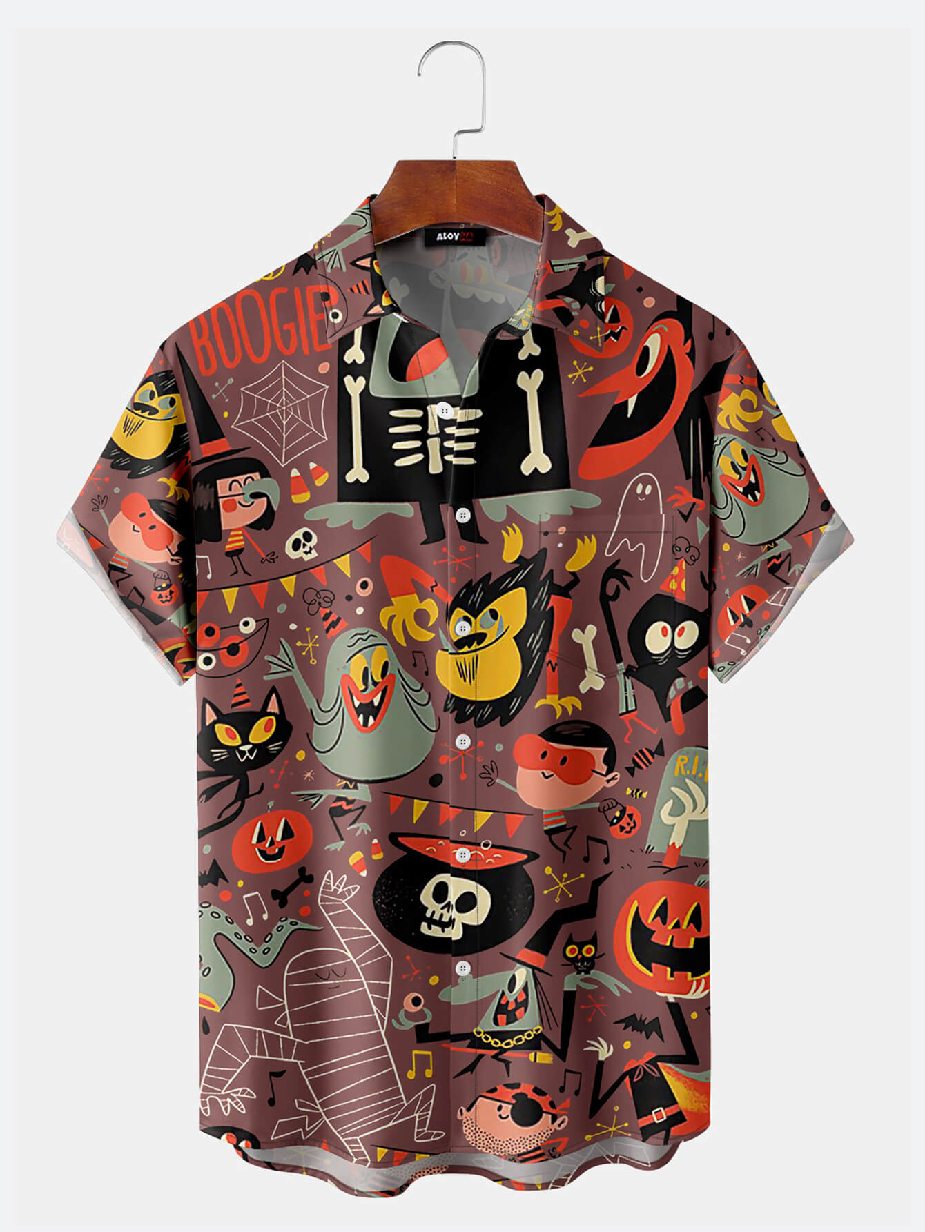 Men's Halloween Abstract Cartoon Pattern Shirt