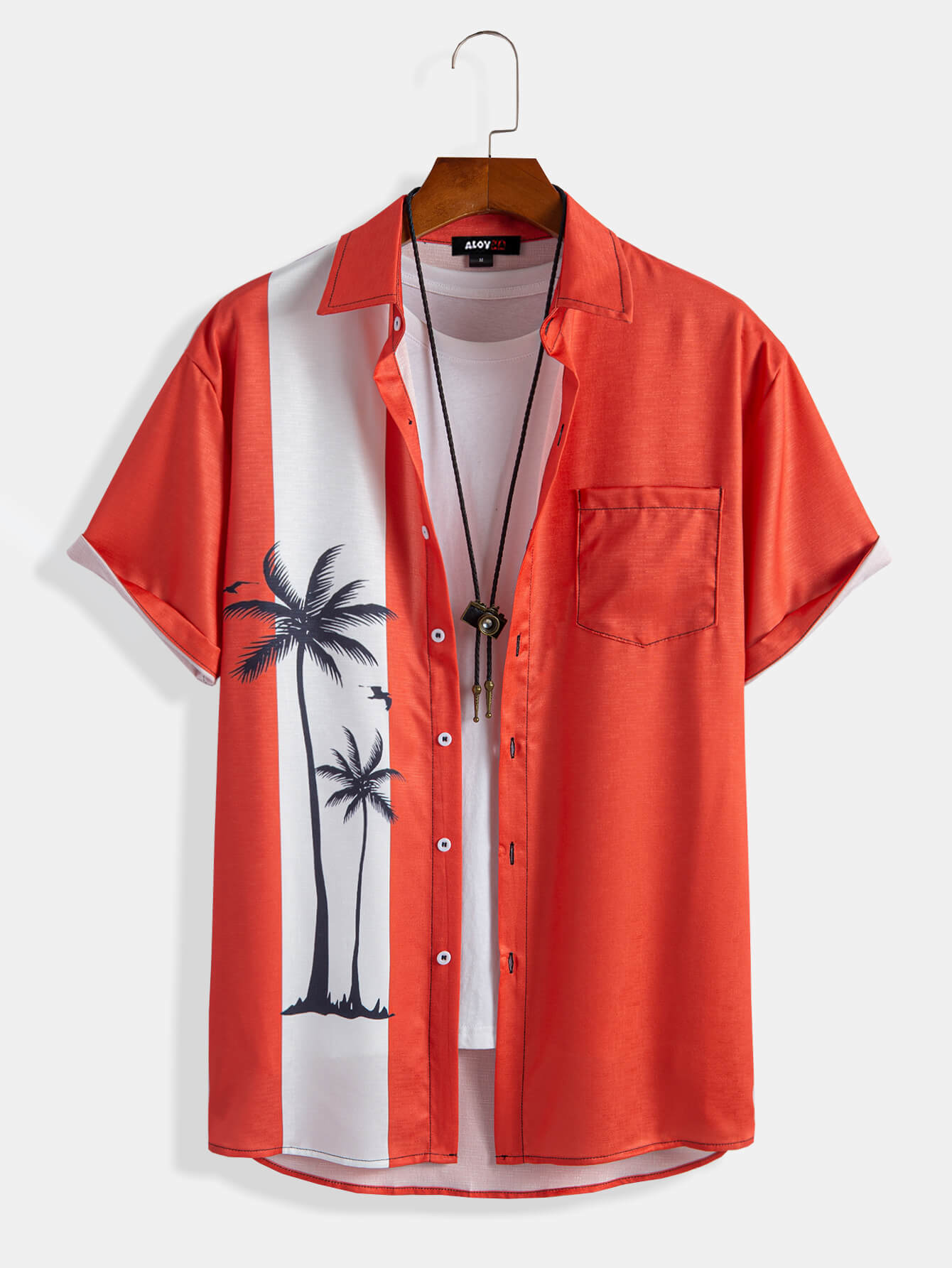 Men's Hawaiian Classic Fit Coconut Tree Print Button Up Shirt